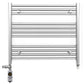 Dual Fuel - 900mm Wide - Flat Chrome Straight - Heated Towel Rail Radiator - (incl. Valves + Electric Heating Kit)