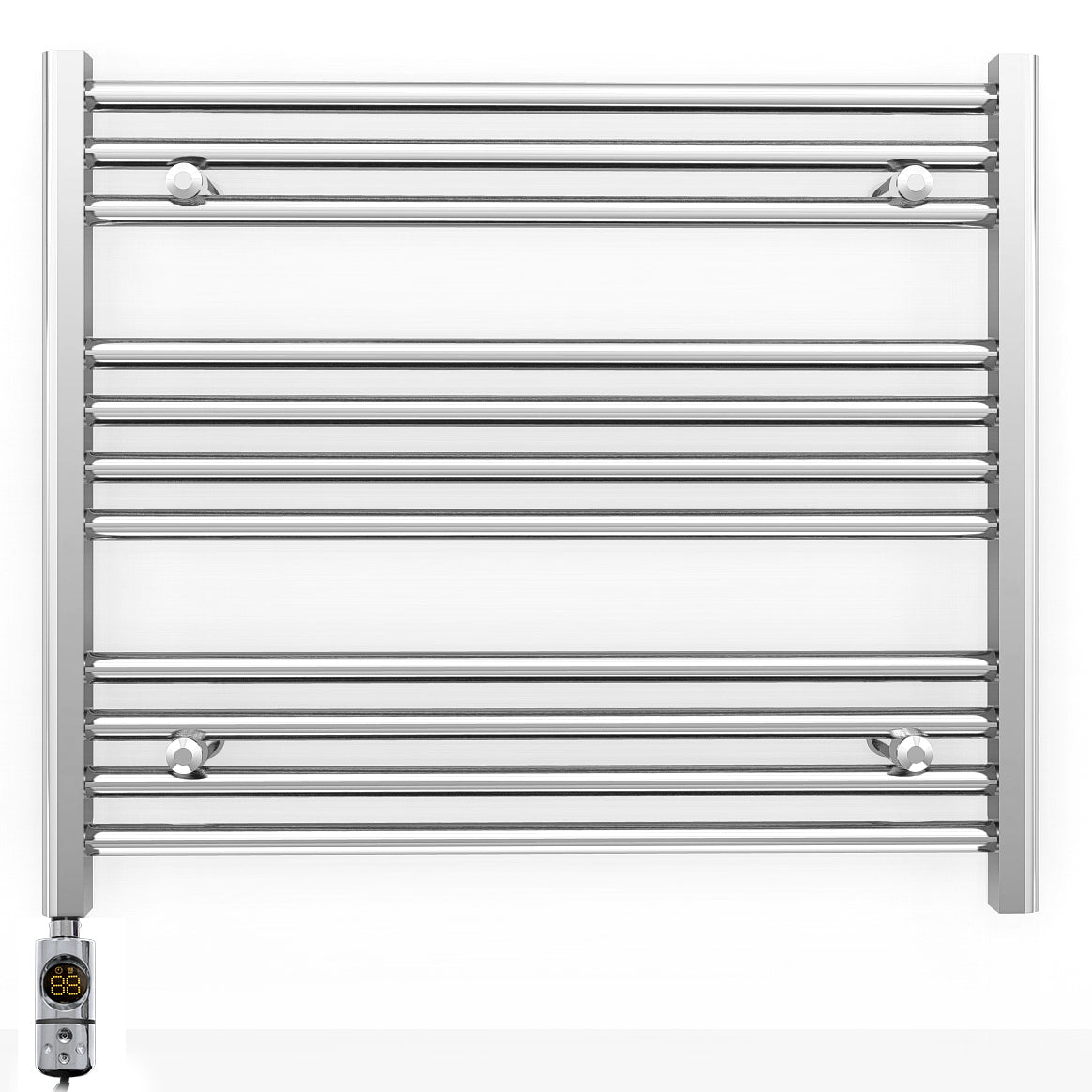 900mm Wide - Electric Heated Towel Rail Radiator - Flat Chrome - Straight