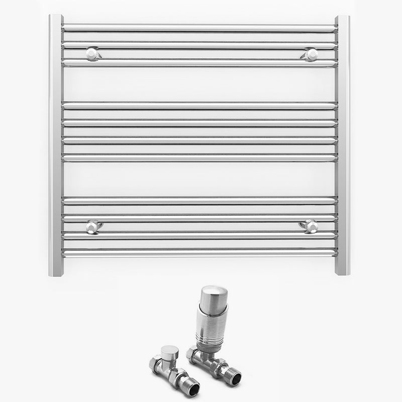 800mm x 600mm Straight Chrome Heated Towel Rail Radiator