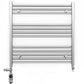 Dual Fuel - 800mm Wide - Flat Chrome Straight  - Heated Towel Rail Radiator - (incl. Valves + Electric Heating Kit)