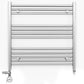 Dual Fuel 900mm x 700mm Straight Chrome Heated Towel Rail Radiator- (incl. Valves + Electric Heating Kit)
