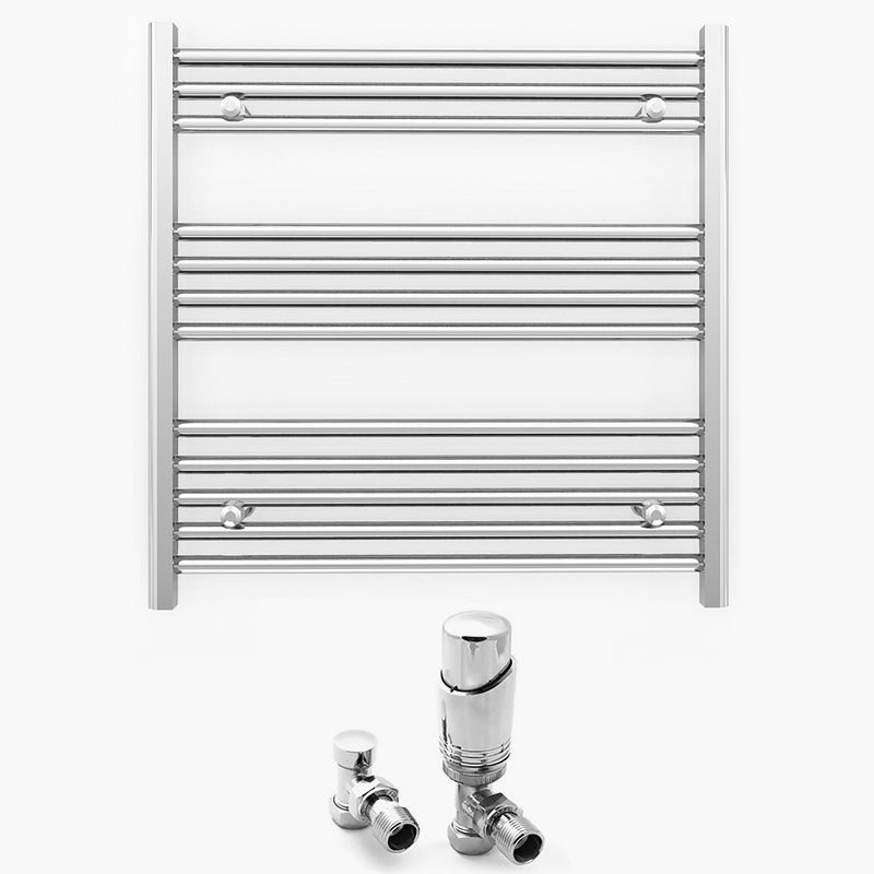 800mm x 700mm Straight Chrome Heated Towel Rail Radiator