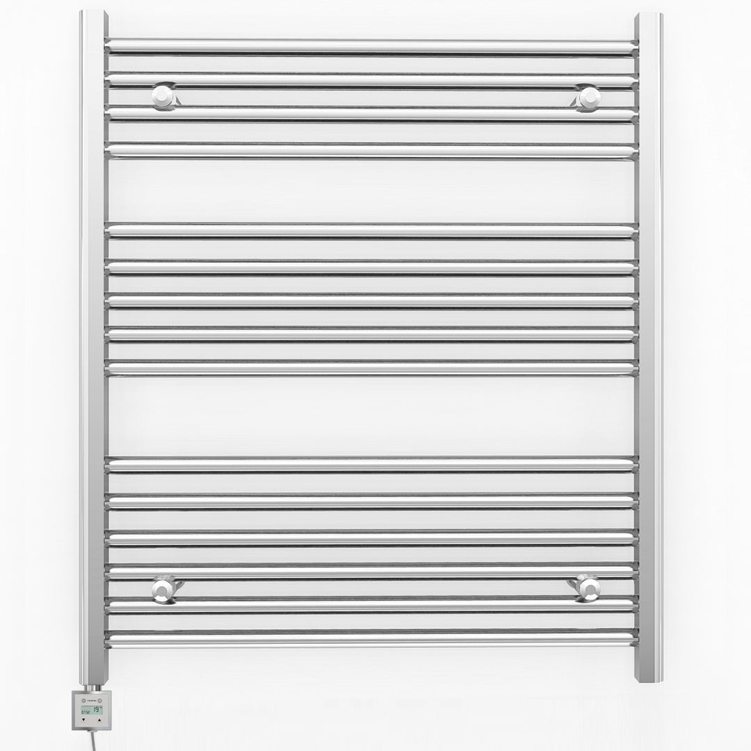 700mm Wide - Electric Heated Towel Rail Radiator - Flat Chrome - Straight