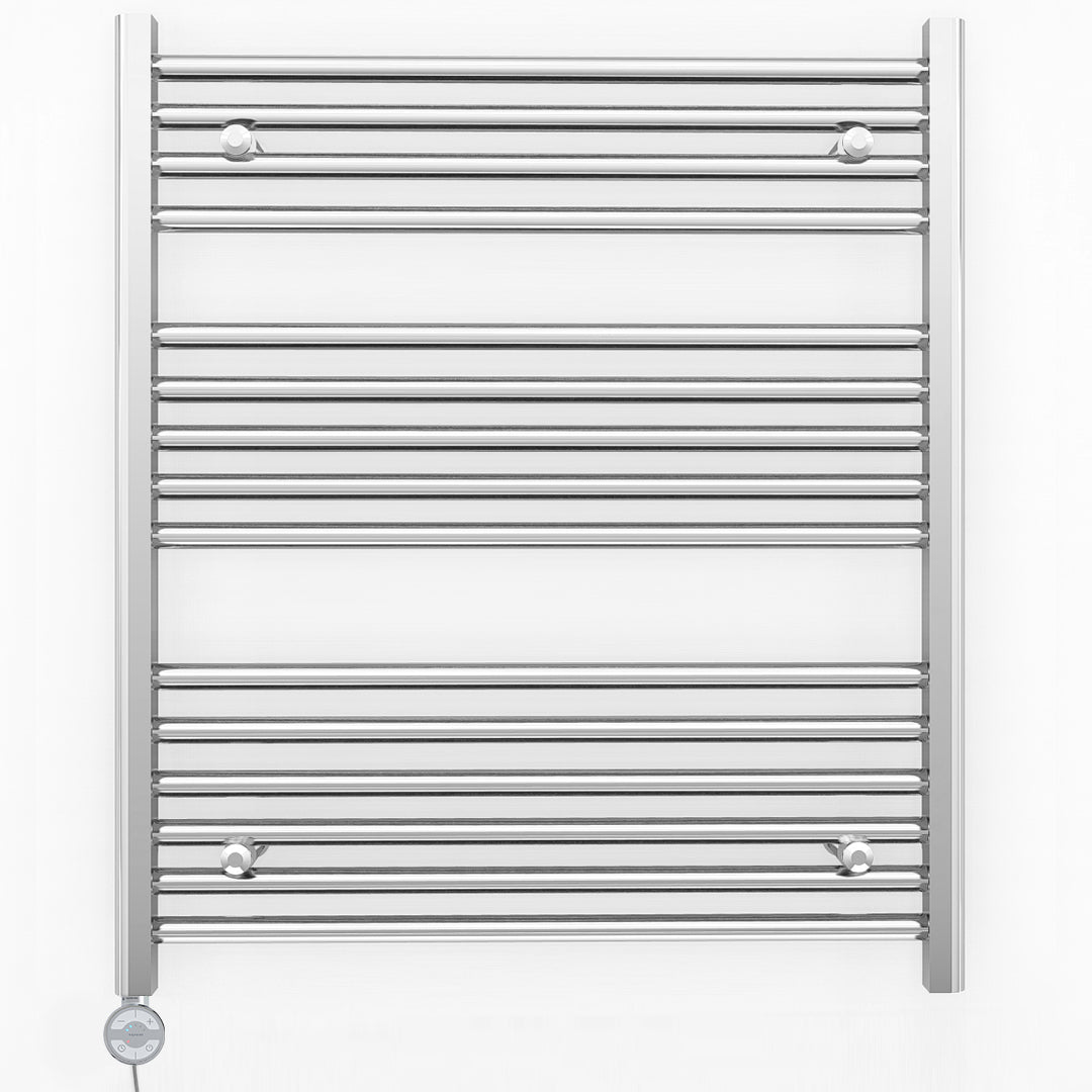 800mm Wide - Electric Heated Towel Rail Radiator - Flat Chrome - Straight