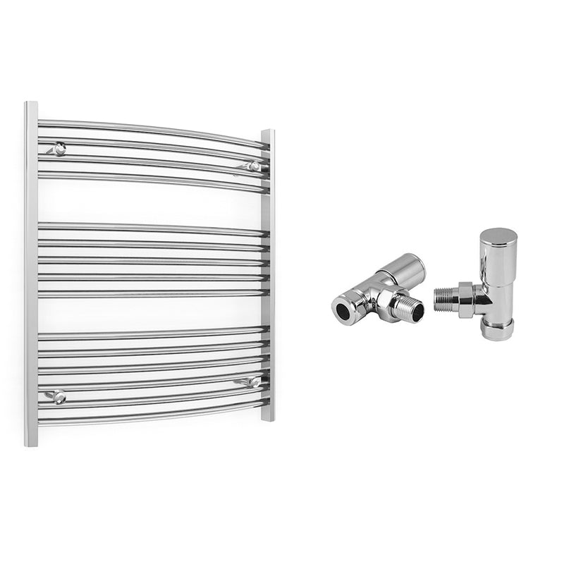 700mm Wide - Curved Heated Towel Rail Radiator Chrome - Straight