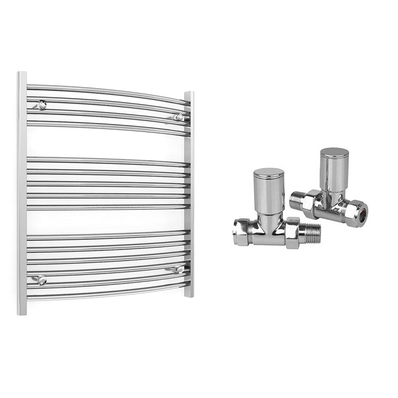 700mm Wide - Curved Heated Towel Rail Radiator Chrome - Straight