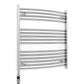 700mm x 800mm Curved Chrome Electric Pre-Filled Heated Towel Rail Radiator