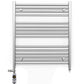 Dual Fuel - 900mm Wide - Flat Chrome Straight - Heated Towel Rail Radiator - (incl. Valves + Electric Heating Kit)