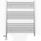 Dual Fuel - 800mm Wide - Flat Chrome Straight  - Heated Towel Rail Radiator - (incl. Valves + Electric Heating Kit)