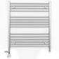 Dual Fuel 700mm x 800mm Straight Chrome  Heated Towel Rail Radiator- (incl. Valves + Electric Heating Kit)