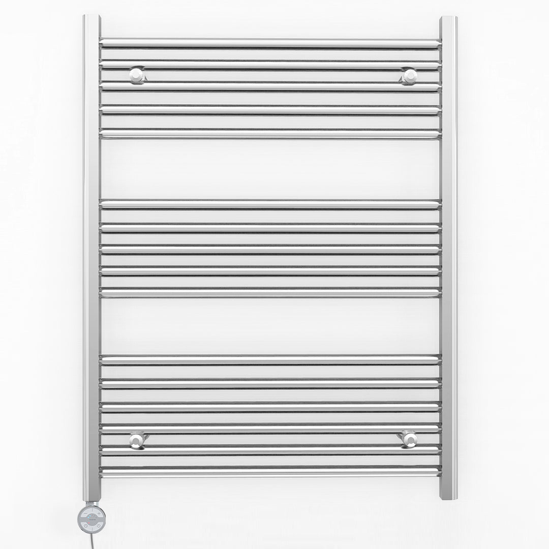 800mm Wide - Electric Heated Towel Rail Radiator - Flat Chrome - Straight