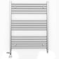 Dual Fuel 800mm x 900mm Straight Chrome  Heated Towel Rail Radiator- (incl. Valves + Electric Heating Kit)