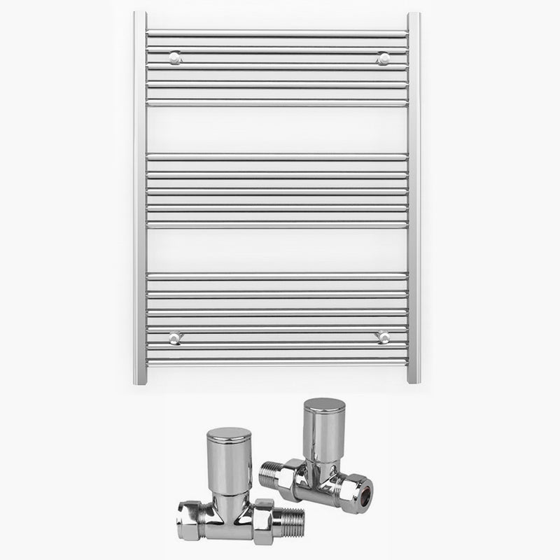 800mm x 900mm Straight Chrome Heated Towel Rail Radiator