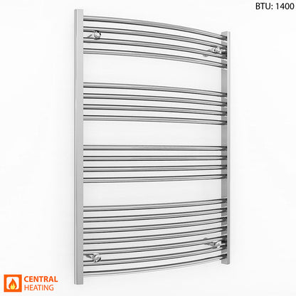 700mm Wide 1000mm High Curved Chrome Heated Towel Rail Radiator 