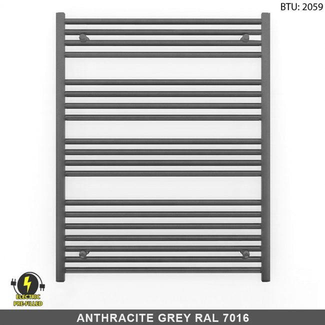 700mm x 1000mm  Anthracite Grey Electric Pre-Filled Heated Towel Rail Radiator