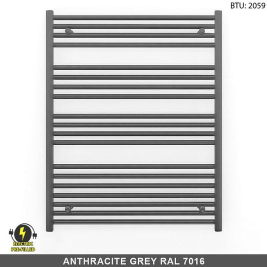 700mm x 1000mm  Anthracite Grey Electric Pre-Filled Heated Towel Rail Radiator