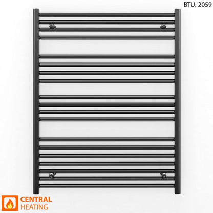 700mm x 1000mm Straight Matt Black Heated Towel Rail Radiator