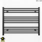 700mm x 600mm Straight Matt Black Electric Pre-Filled Heated Towel Rail Radiator
