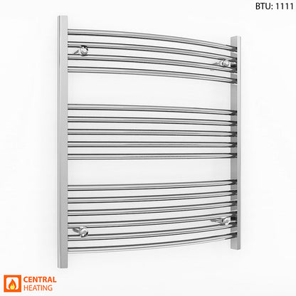 700mm Wide 800mm High Curved Chrome Heated Towel Rail Radiator 