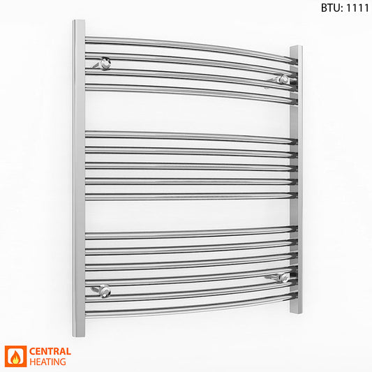 700mm x 800mm Curved Chrome Heated Towel Rail Radiator