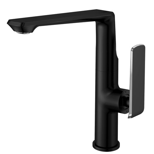 Elegant Black Brass Bathroom Tap with 360° Swivel Head Model Kpy 7248 M7348