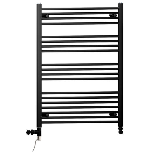 700mm x 1000mm Dual Fuel Matt Black Heated Towel Rail Radiator