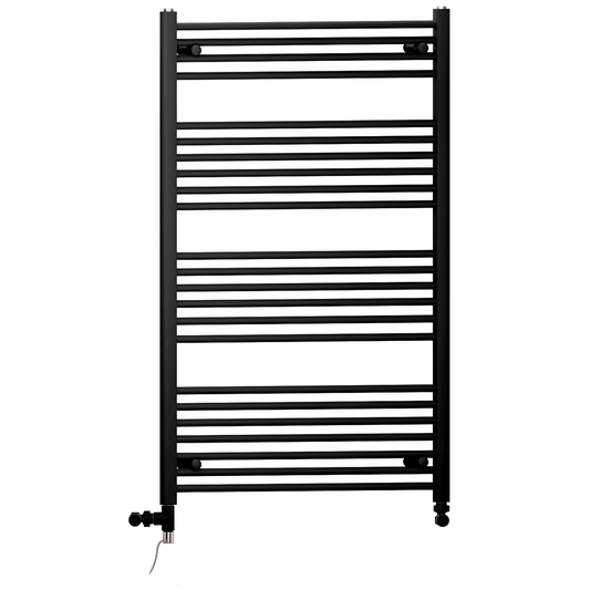 700mm x 1200mm Dual Fuel Matt Black Heated Towel Rail Radiator