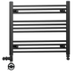 700mm x 600mm Dual Fuel Matt Black Heated Towel Rail Radiator 
