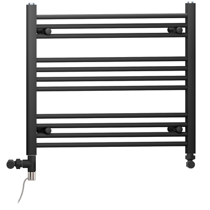  700mm x 600mm Dual Fuel Matt Black Heated Towel Rail Radiator 