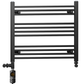 900mm x 600mm Dual Fuel Matt Black Heated Towel Rail Radiator 
