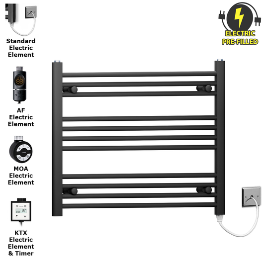 700mm x 600mm Matt Black Electric Heated Towel Rail Radiator