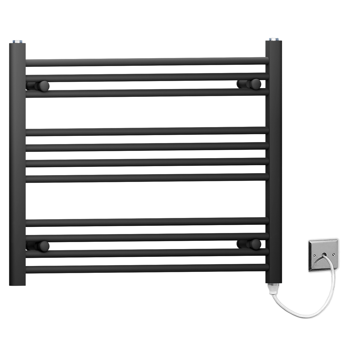 80 60 Matt Black Towel Rail Radiator Heated Warmer Wide High Electric Pre Filled Standard Manual Element