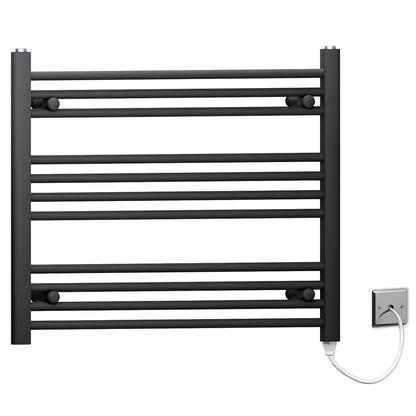 80 60 Matt Black Towel Rail Radiator Heated Warmer Wide High Electric Pre Filled Standard Manual Element 