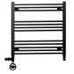 900mm x 700mm Dual Fuel Matt Black Heated Towel Rail Radiator 