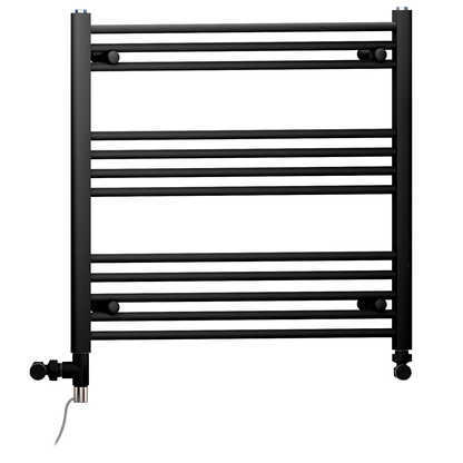  900mm x 700mm Dual Fuel Matt Black Heated Towel Rail Radiator 