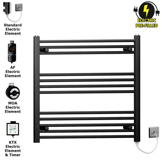 800mm x 700mm Matt Black Electric Heated Towel Rail Radiator