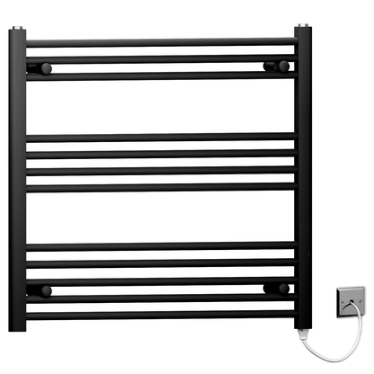  800mm x 700mm Matt Black Electric Heated Towel Rail Radiator 