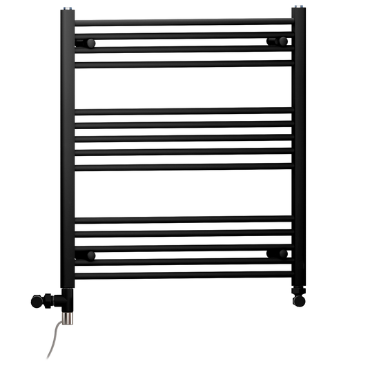 700mm x 800mm Dual Fuel Matt Black Heated Towel Rail Radiator