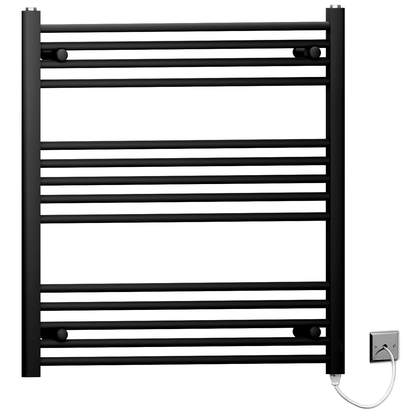  900mm x 800mm Matt Black Electric Heated Towel Rail Radiator 