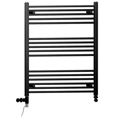  800mm x 900mm Dual Fuel Matt Black Heated Towel Rail Radiator 