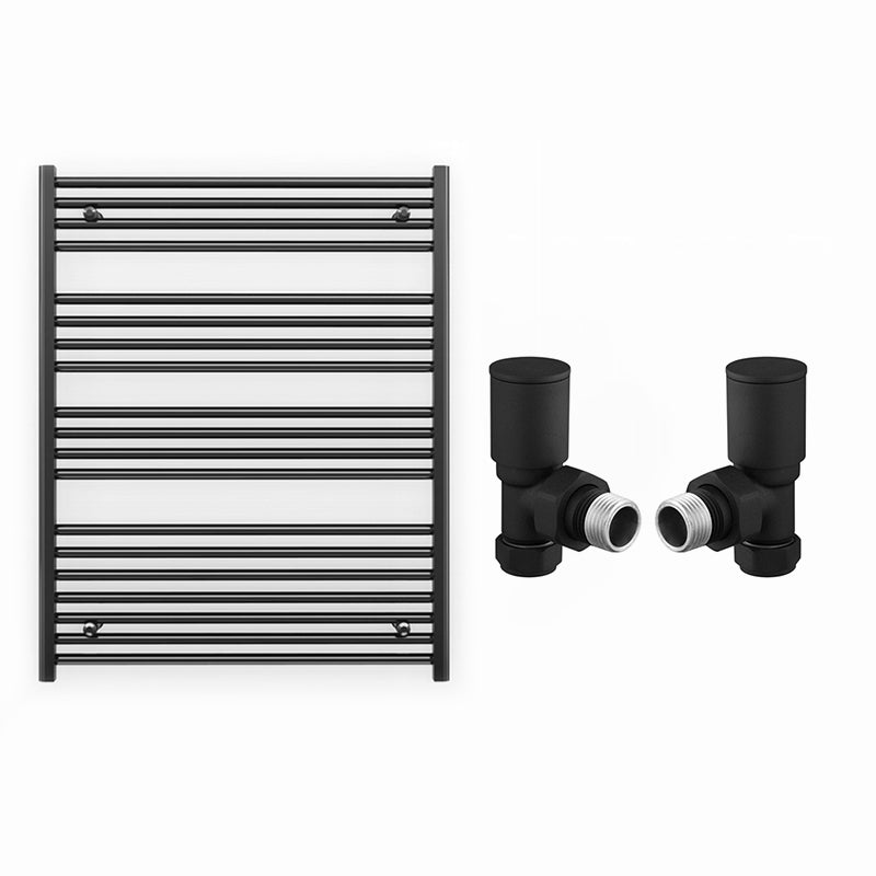 800mm x 1000mm Straight Matt Black Heated Towel Rail Radiator