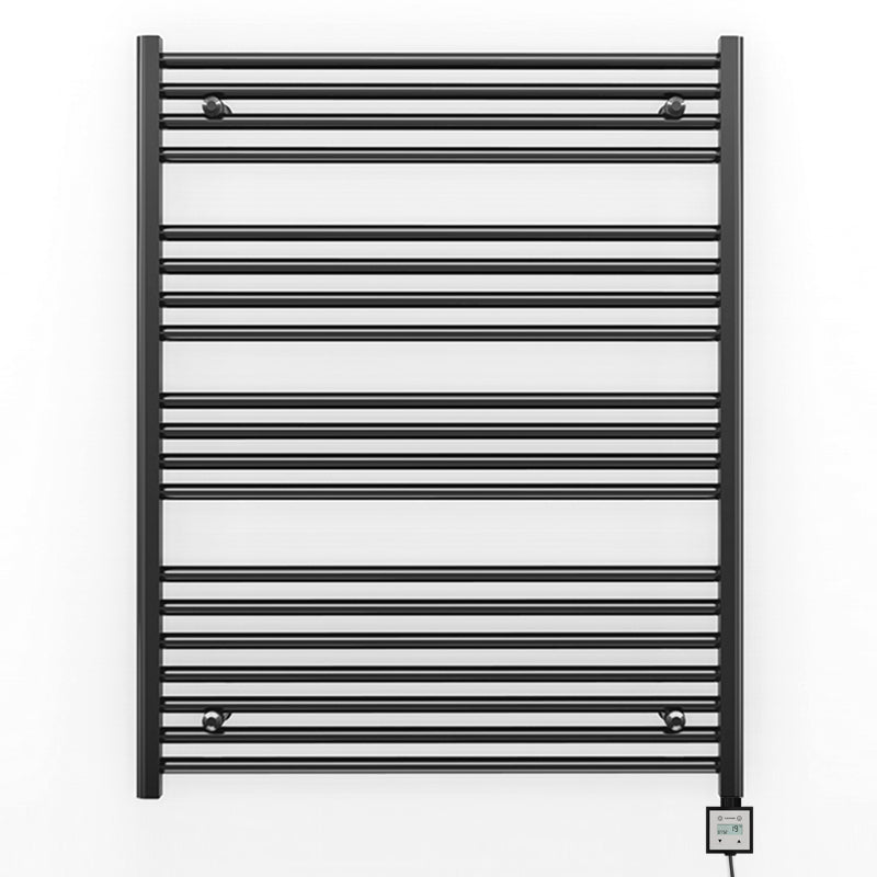 800mm Wide - Electric Heated Towel Rail Radiator - Flat Black - Straight