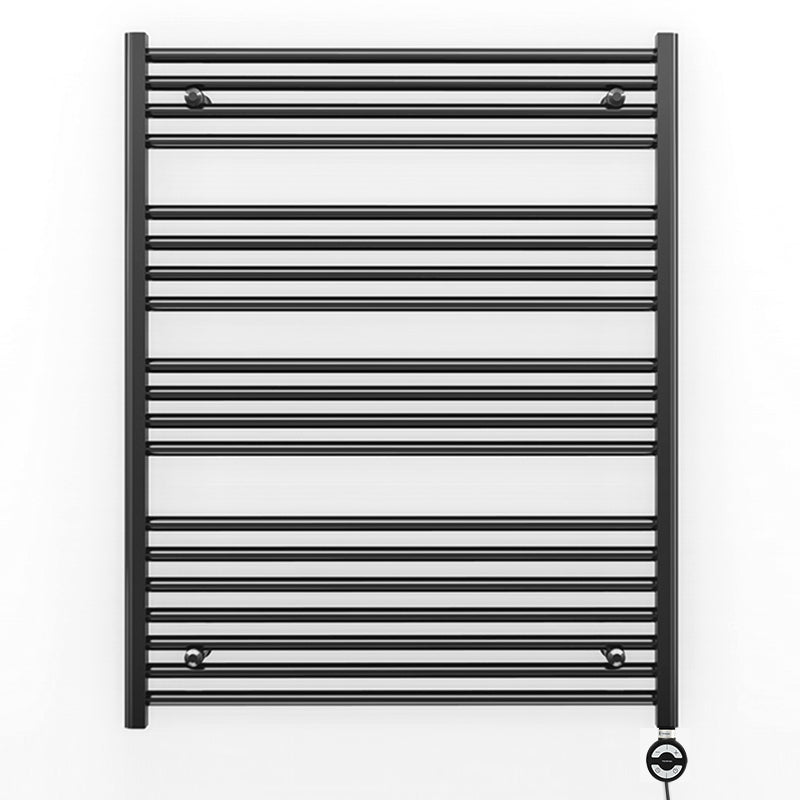 800mm x 1000mm Straight Matt Black Electric Pre-Filled Heated Towel Rail Radiator