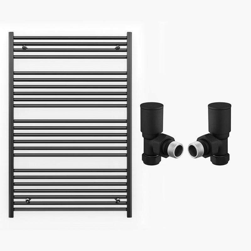 700mm x 1200mm Straight Matt Black Heated Towel Rail Radiator