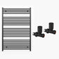 700mm Wide - Heated Towel Rail Radiator - Matt Black - Straight