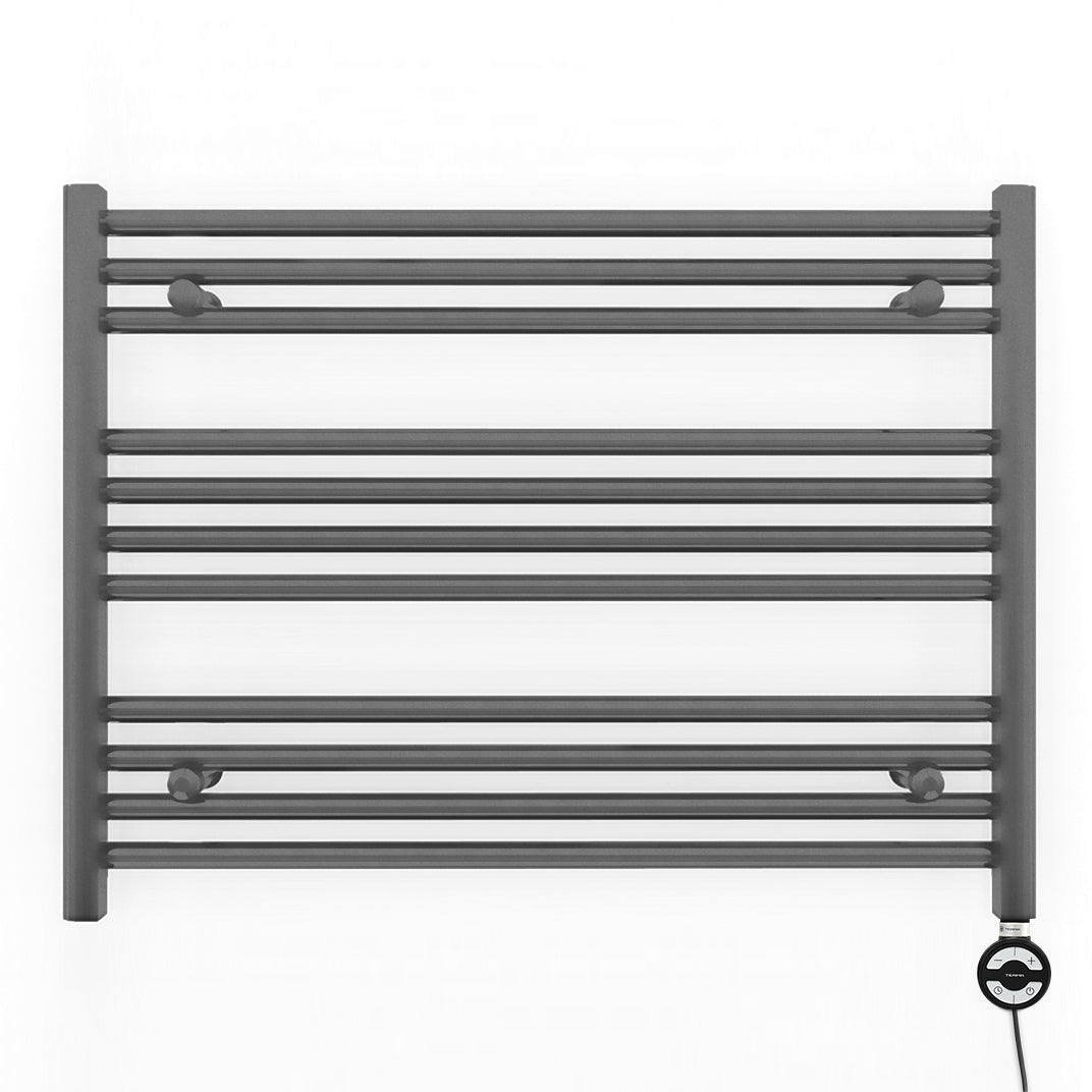 900mm Wide - Electric Heated Towel Rail Radiator - Anthracite Grey - Straight