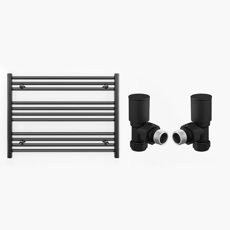 700mm x 600mm Straight Matt Black Heated Towel Rail Radiator