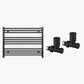 900mm Wide - Heated Towel Rail Radiator - Matt Black - Straight