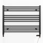 Dual Fuel 800mm x 600mm Straight Matt Matt Black Heated Towel Rail - (incl. Valves + Electric Heating Kit)