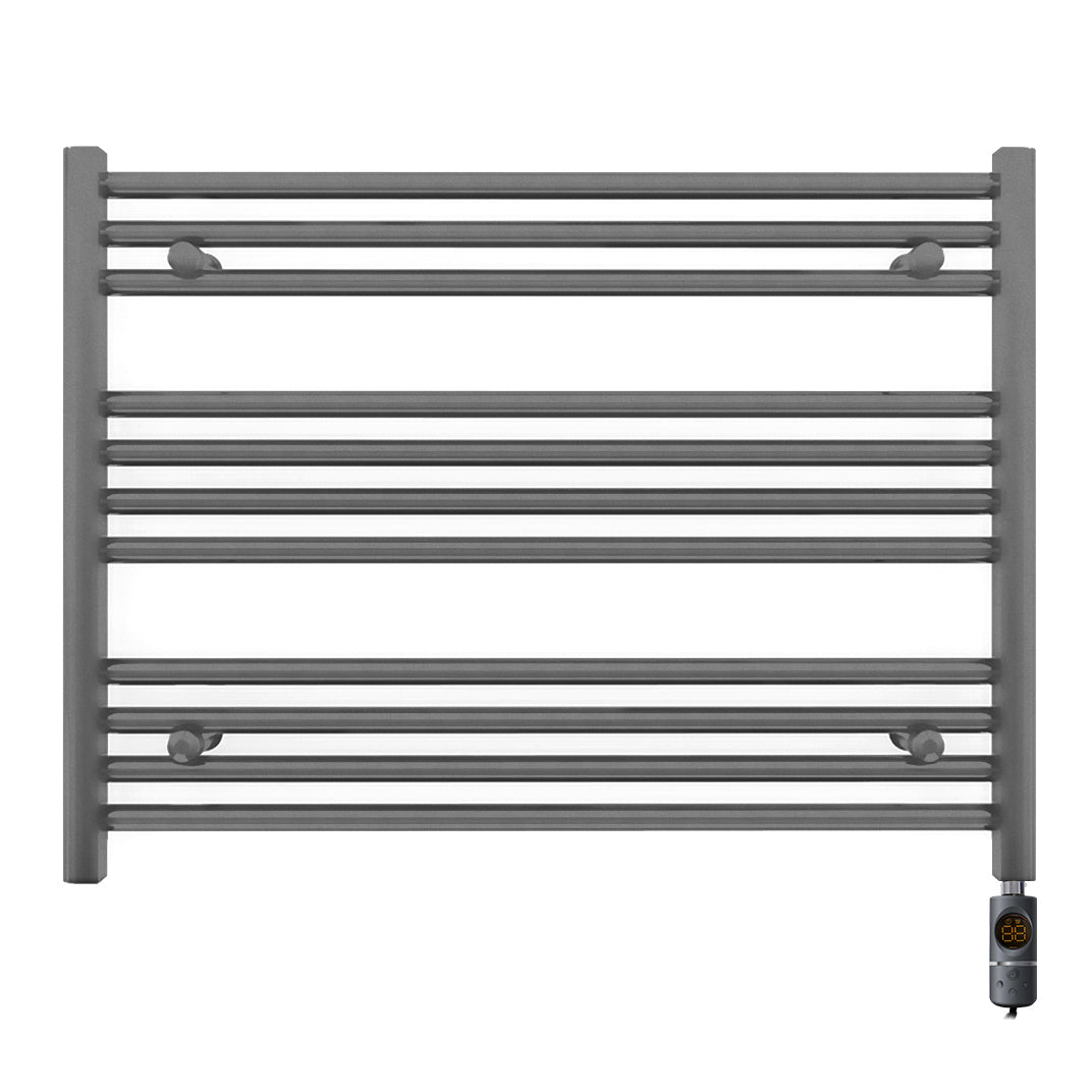 800mm Wide - Electric Heated Towel Rail Radiator - Anthracite Grey - Straight
